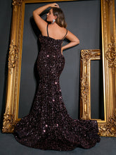 Load image into Gallery viewer, Plus Sequin Decor Mermaid Hem Prom Dress