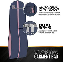 Load image into Gallery viewer, Your Bags Women's Gown Garment Bag - Wedding Prom Dresses - 72"x24", 10" Gusset (Black & Fuchsia Quatrefoil)