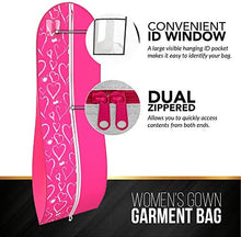 Load image into Gallery viewer, Your Bags Women's Gown Garment Bag - Wedding Prom Dresses - 72"x24", 10" Gusset (Black & Fuchsia Quatrefoil)