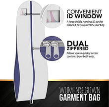 Load image into Gallery viewer, Your Bags Women's Gown Garment Bag - Wedding Prom Dresses - 72"x24", 10" Gusset (Black & Fuchsia Quatrefoil)