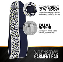 Load image into Gallery viewer, Your Bags Women's Gown Garment Bag - Wedding Prom Dresses - 72"x24", 10" Gusset (Black & Fuchsia Quatrefoil)