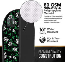 Load image into Gallery viewer, Your Bags Women's Gown Garment Bag - Wedding Prom Dresses - 72"x24", 10" Gusset (Black & Fuchsia Quatrefoil)