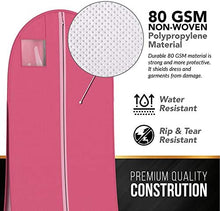 Load image into Gallery viewer, Your Bags Women's Gown Garment Bag - Wedding Prom Dresses - 72"x24", 10" Gusset (Black & Fuchsia Quatrefoil)