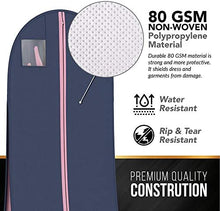 Load image into Gallery viewer, Your Bags Women's Gown Garment Bag - Wedding Prom Dresses - 72"x24", 10" Gusset (Black & Fuchsia Quatrefoil)