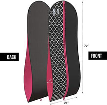 Load image into Gallery viewer, Your Bags Women's Gown Garment Bag - Wedding Prom Dresses - 72"x24", 10" Gusset (Black & Fuchsia Quatrefoil)