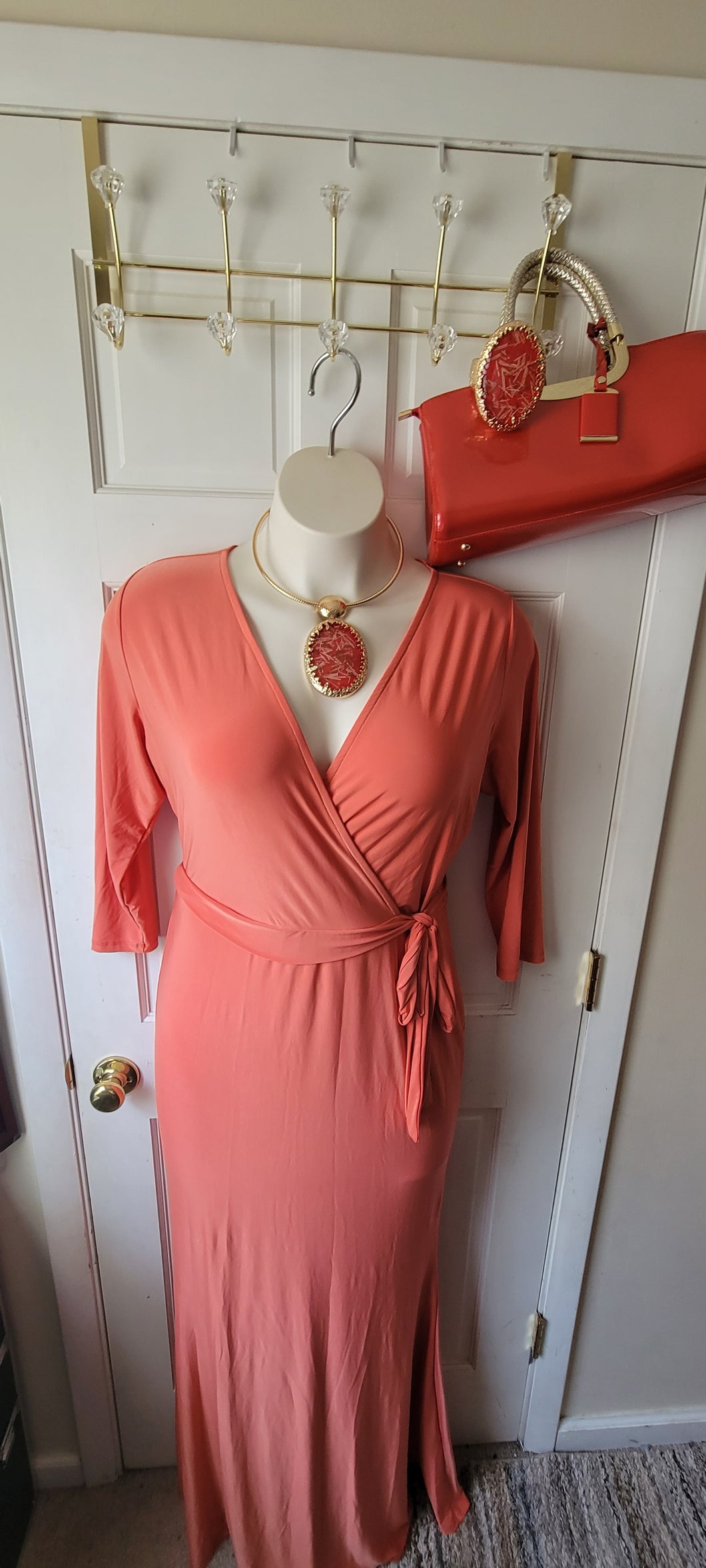 Used Peach Long sleeve Dress