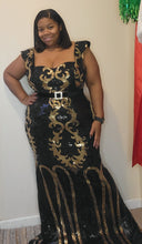 Load image into Gallery viewer, New Black and Gold Sequin dress 3x
