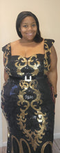 Load image into Gallery viewer, New Black and Gold Sequin dress 3x
