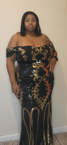 New Black and Gold Sequin dress 3x