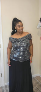 Mirror Embellished Black Gown