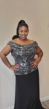 Load image into Gallery viewer, Mirror Embellished Black Gown
