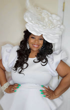 Load image into Gallery viewer, Gently Used White Peplum Dress
