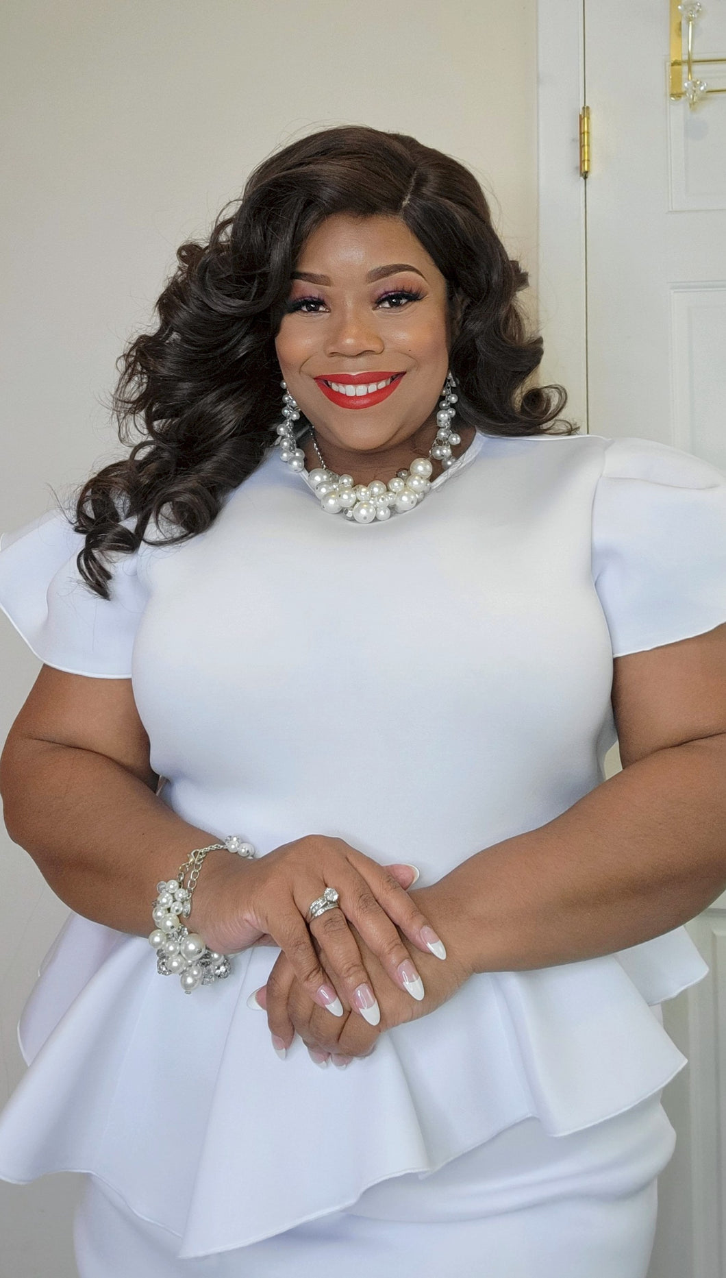 Gently Used White Peplum Dress