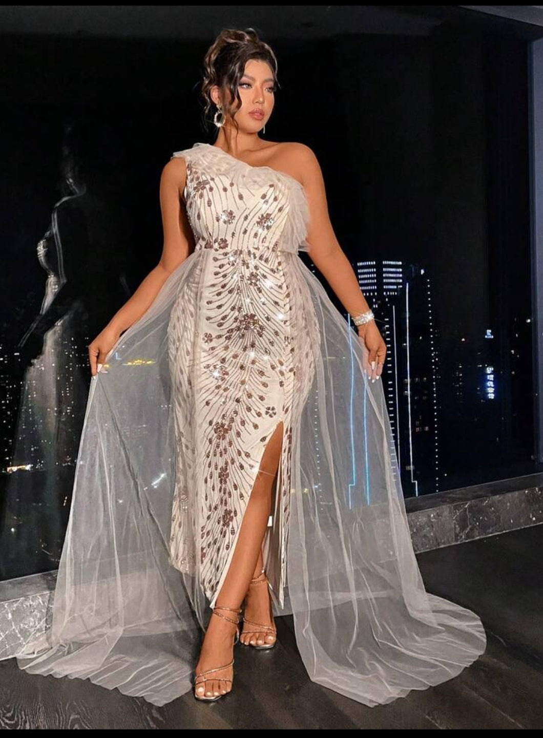 Raffle: Plus Nude Sequin Mesh Gown