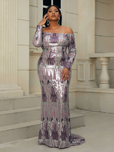 Load image into Gallery viewer, seomiscky Plus Off Shoulder Sequin Prom Dress
