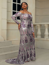 Load image into Gallery viewer, seomiscky Plus Off Shoulder Sequin Prom Dress
