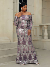 Load image into Gallery viewer, seomiscky Plus Off Shoulder Sequin Prom Dress

