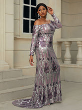 Load image into Gallery viewer, seomiscky Plus Off Shoulder Sequin Prom Dress
