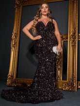 Load image into Gallery viewer, Plus Sequin Decor Mermaid Hem Prom Dress
