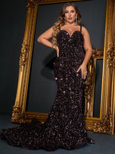 Load image into Gallery viewer, Plus Sequin Decor Mermaid Hem Prom Dress
