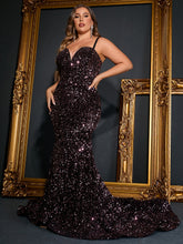 Load image into Gallery viewer, Plus Sequin Decor Mermaid Hem Prom Dress
