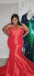 Mac Duggal Nwt Red Sweetheart Mermaid Gown