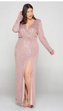 Load image into Gallery viewer, Long Sleeve Sequin Glam Queen Gown Plus
