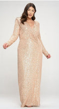 Load image into Gallery viewer, Long Sleeve Sequin Glam Queen Gown Plus
