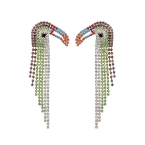 Multi Color Toucan Fringe Earrings
