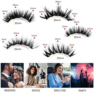 Magnetic Lashes Kit , Reusable 3D 5D Magnetic Eyelashes Set with 2 Dazzling colors Magnetic Eyeliner and Tweezer, Mink False Eyelashes Natural Look, No Glue Needed