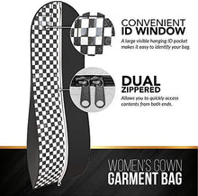 Load image into Gallery viewer, Your Bags Women&#39;s Gown Garment Bag - Wedding Prom Dresses - 72&#34;x24&#34;, 10&#34; Gusset (Black &amp; Fuchsia Quatrefoil)
