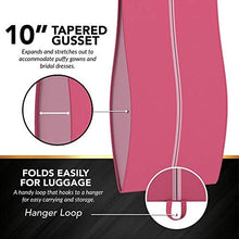 Load image into Gallery viewer, Your Bags Women&#39;s Gown Garment Bag - Wedding Prom Dresses - 72&#34;x24&#34;, 10&#34; Gusset (Black &amp; Fuchsia Quatrefoil)
