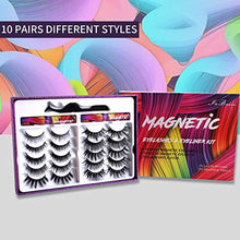 Load image into Gallery viewer, Magnetic Lashes Kit , Reusable 3D 5D Magnetic Eyelashes Set with 2 Dazzling colors Magnetic Eyeliner and Tweezer, Mink False Eyelashes Natural Look, No Glue Needed
