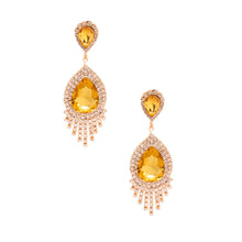 Load image into Gallery viewer, Yellow Teardrop Fringe Earrings
