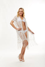 Load image into Gallery viewer, White Lace Fringe Beach Cover
