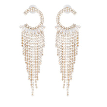 Load image into Gallery viewer, Gold C Cubic Zirconia Fringe Earrings
