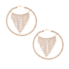 Load image into Gallery viewer, Gold Fringe Rhinestone Hoops

