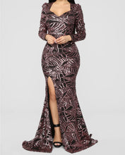Load image into Gallery viewer, Used Fashion Nova Sequin Black &amp; Pink Gown
