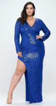 Load image into Gallery viewer, Plus Sequin Gown w/ Split
