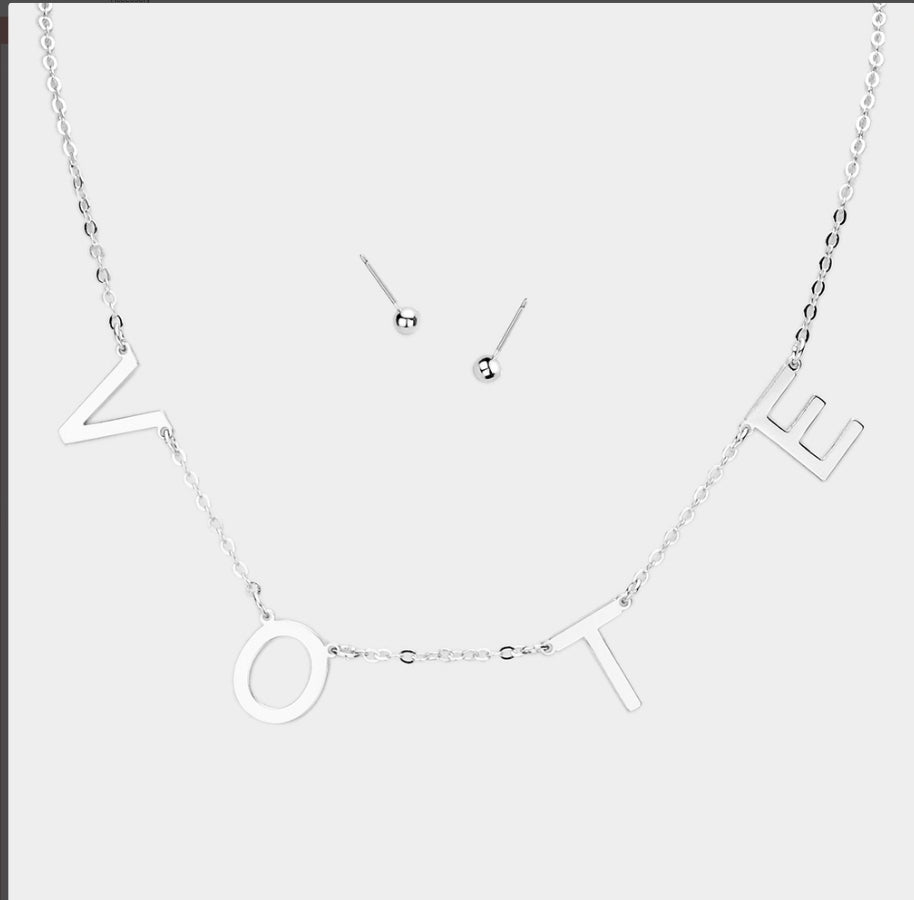Vote Necklace Silver