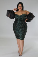 Load image into Gallery viewer, Sparkle Sequin Sheer Sleeve Cocktail Dress
