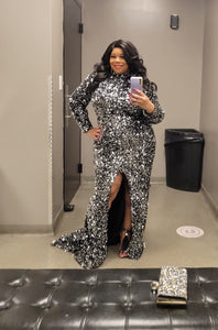New Black Sparkle Sequin Gown