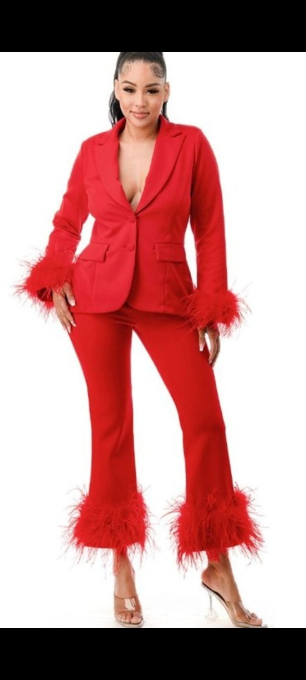 Glam Fur Sleeve Suit
