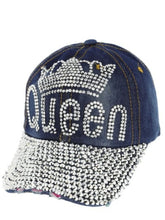 Load image into Gallery viewer, Queen Bling Denim Cap
