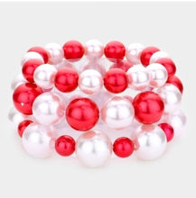 Load image into Gallery viewer, Red &amp; White Pearl Cluster set
