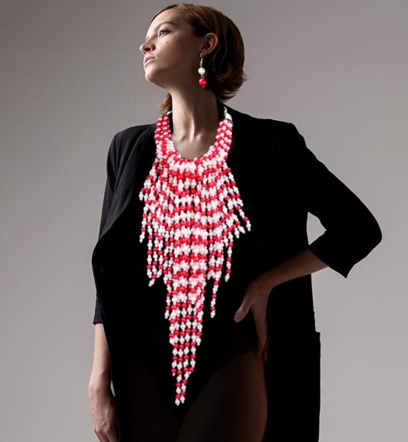 Red & White Pearl Cluster set