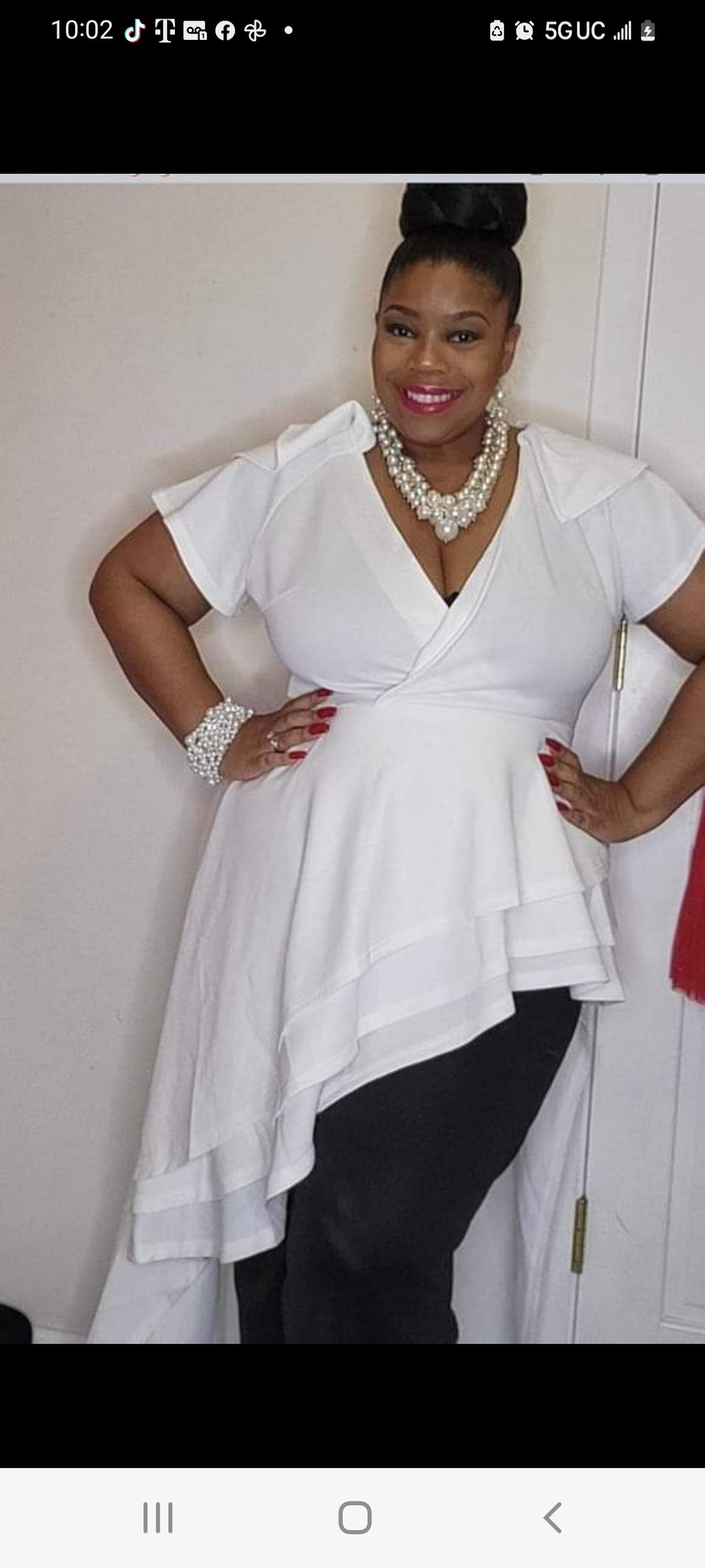 Used White Layered High Low Top