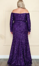 Load image into Gallery viewer, Purple Sequin Gown Plus

