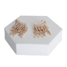 Load image into Gallery viewer, Gold Baguette Fringe Climber Earrings
