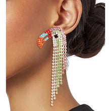 Load image into Gallery viewer, Multi Color Toucan Fringe Earrings
